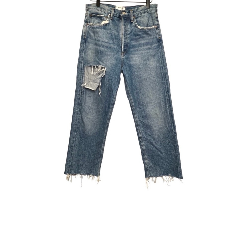 Agolde | Raw Hem Cropped Straight Leg Distressed Jeans Sz 26